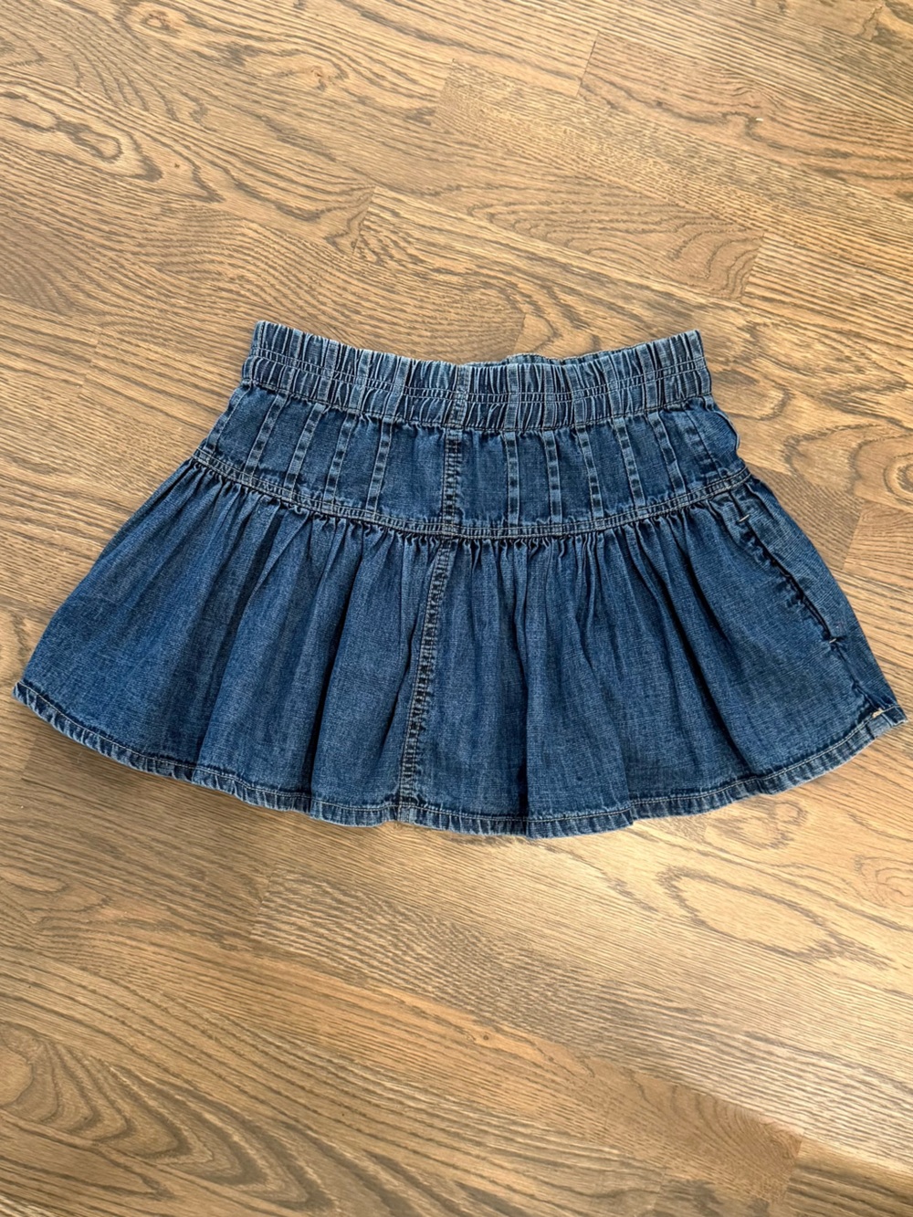 XS Free People We The Free Blue Denim Ruffle Roselle Denim Mini Skirt EEUC - Picture 5 of 5